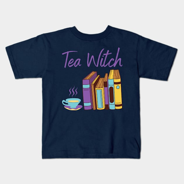 Tea Witch Kids T-Shirt by The Witchy Bibliophile